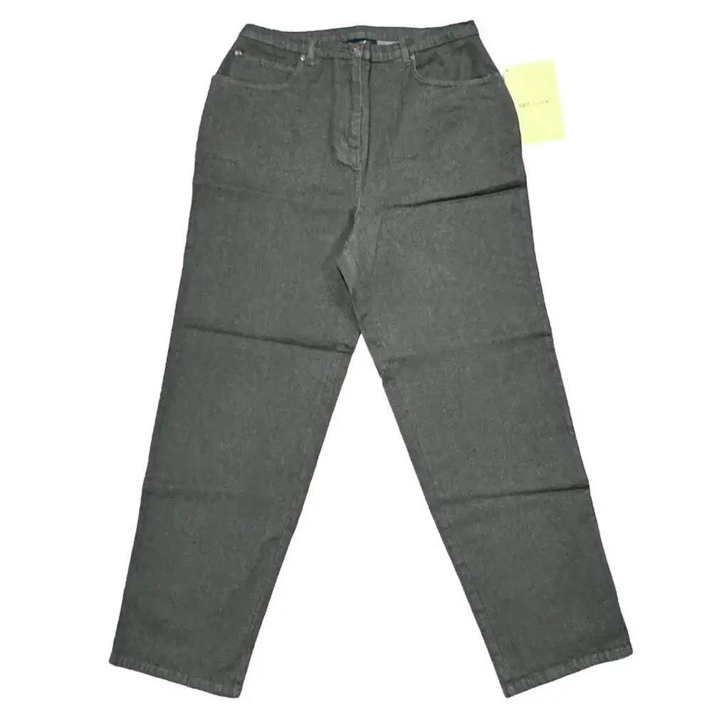 QVC Denim & Co NWT Army Green Jeans size‎ 14 Straight Leg Stretch
